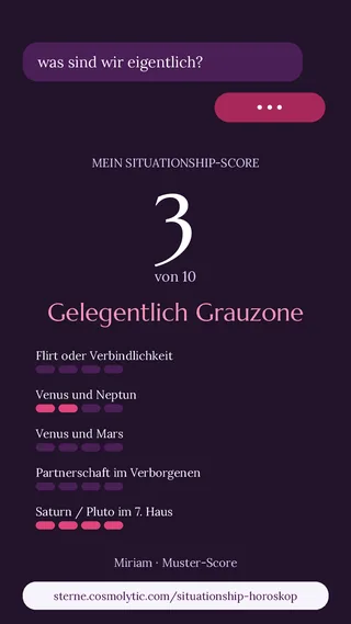 Miriams Story-Bild: Situationship-Score 3 von 10 auf Pflaumenlila mit rosa Punktbalken